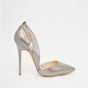 Iridescent Grey Heels Shoes Pumps